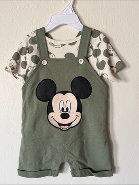 Mickey Mouse Olive Green Romper Set